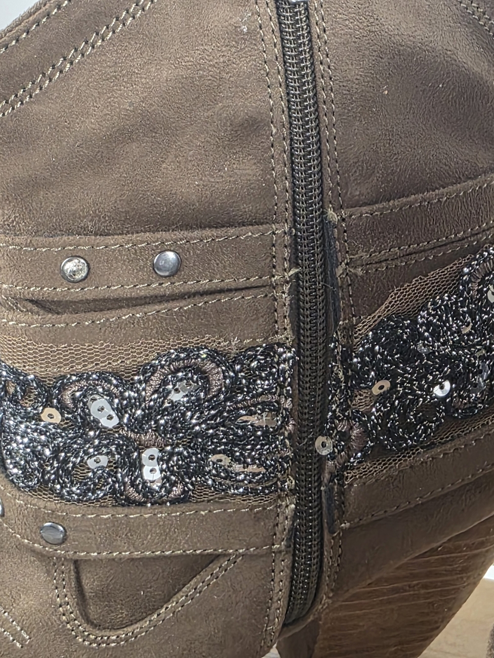 Naughty Monkey “Wilson” Western Ankle Boots – Tan Glitter Accent – Women’s 8.5 – - Picture 5 of 6